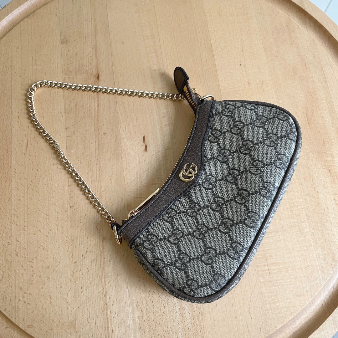 Gucci Ophidia Mini Collection Handbag - Beige And Dark Brown Bag
