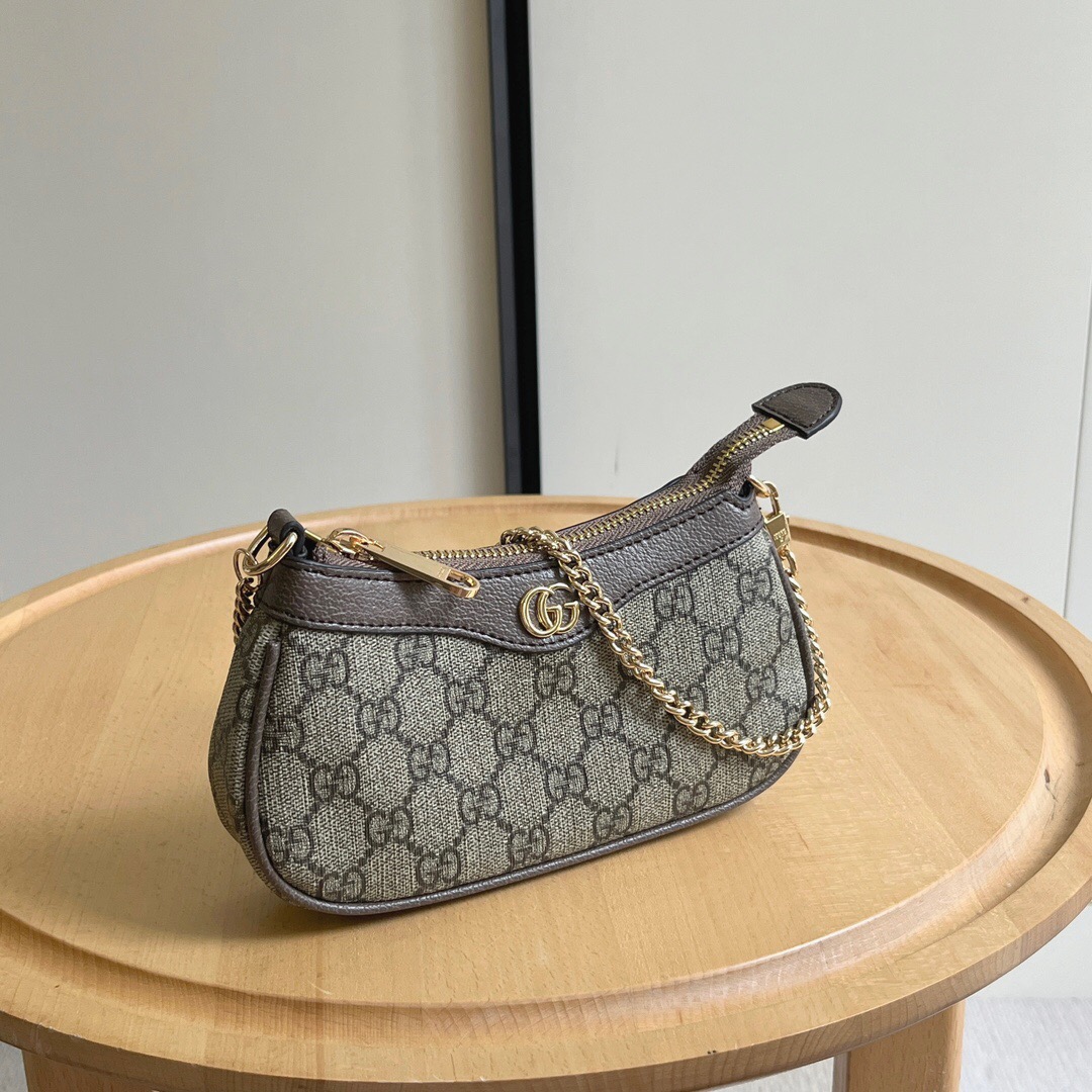 Gucci Ophidia Mini Collection Handbag - Beige And Dark Brown Bag