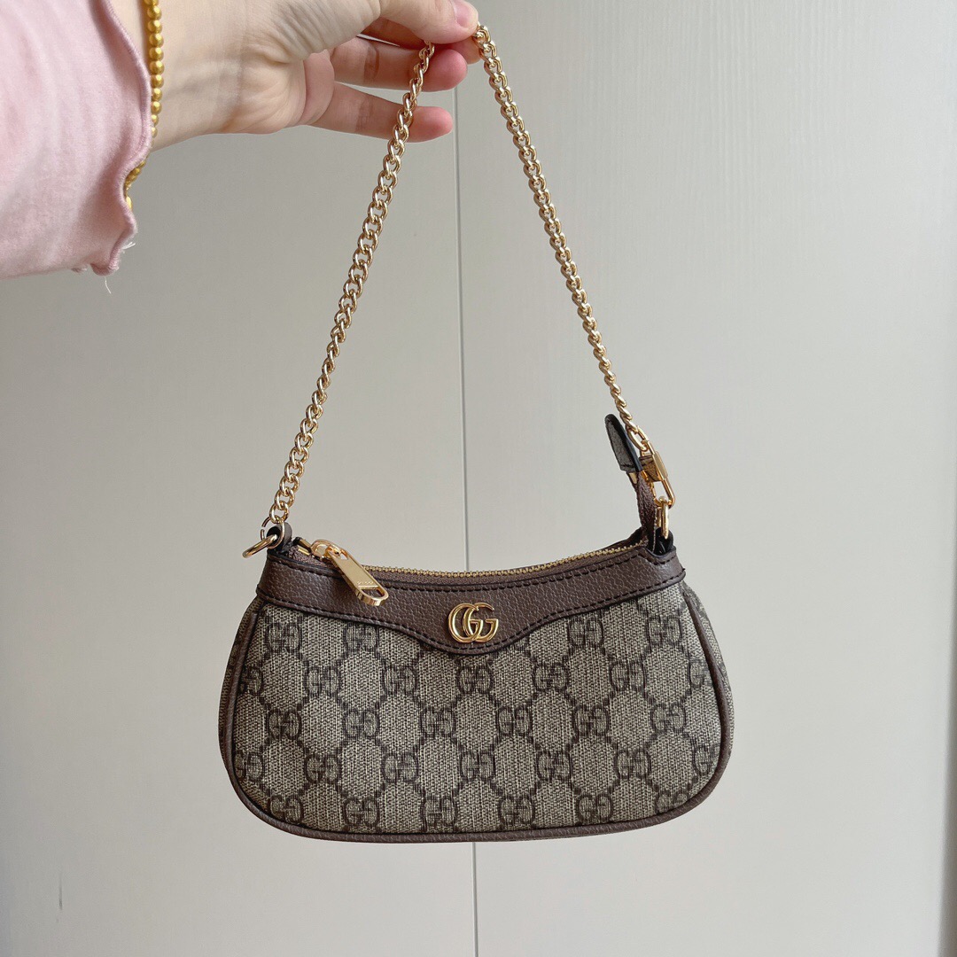 Gucci Ophidia Mini Collection Handbag - Beige And Dark Brown Bag