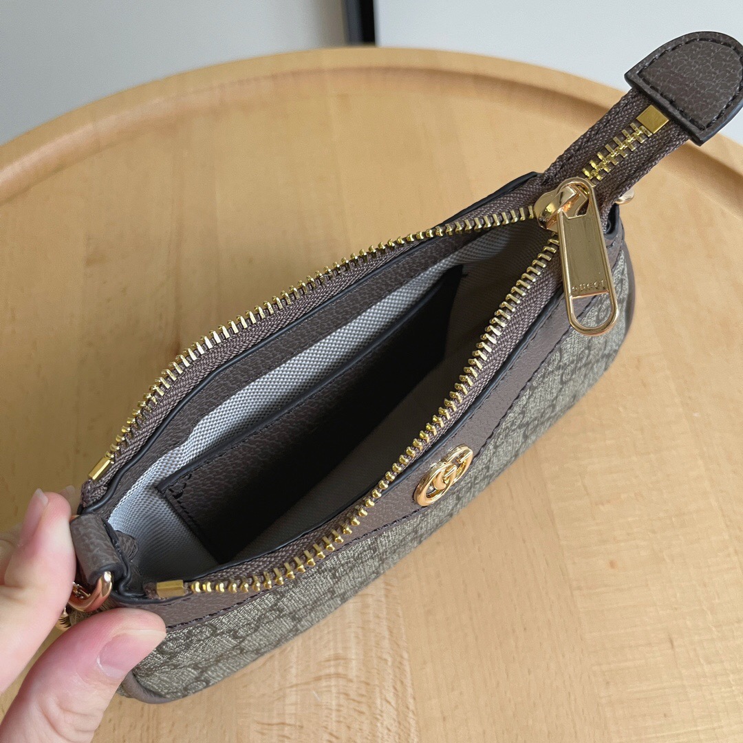 Gucci Ophidia Mini Collection Handbag - Beige And Dark Brown Bag