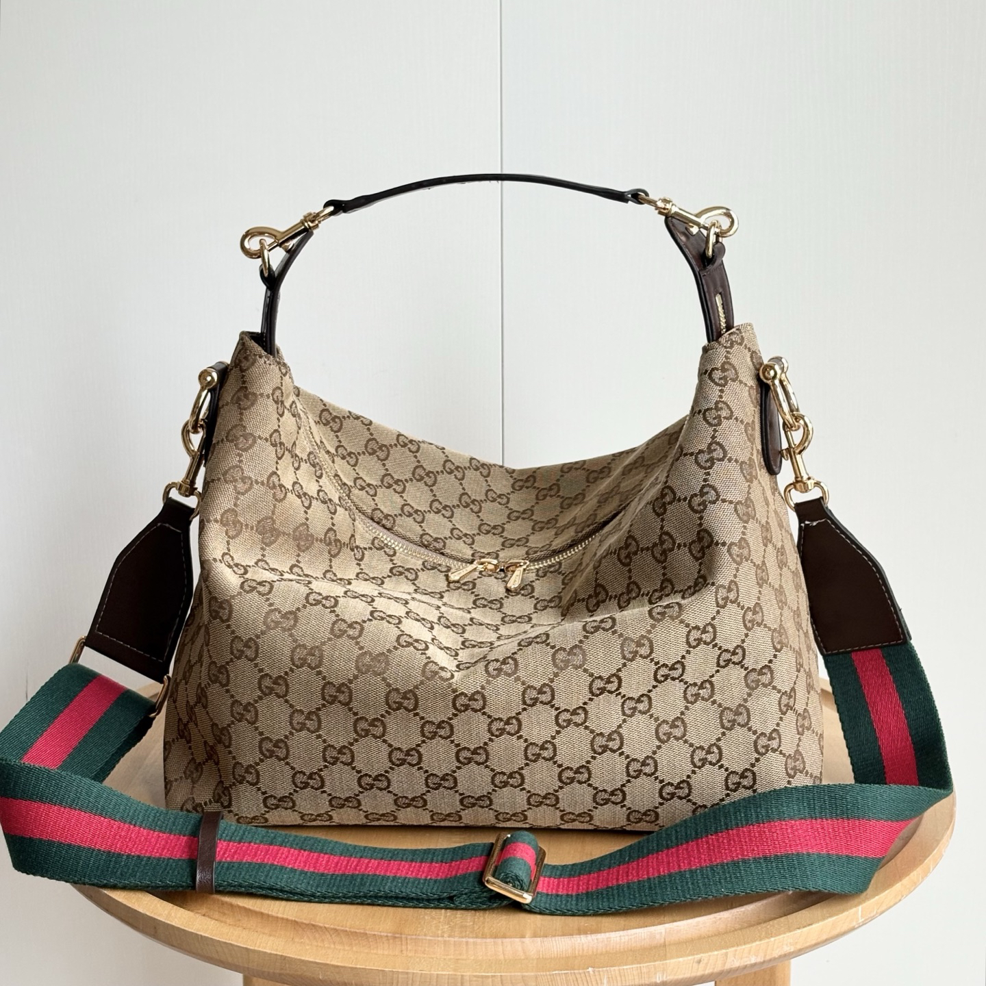 Gucci Brera crossbody bag Sand and dark brown GG canvas - Bag