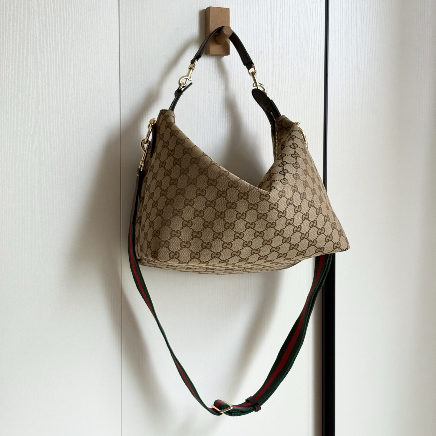 Gucci Brera crossbody bag Sand and dark brown GG canvas - Bag