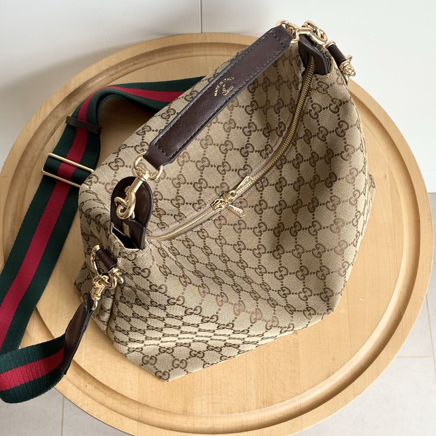 Gucci Brera crossbody bag Sand and dark brown GG canvas - Bag