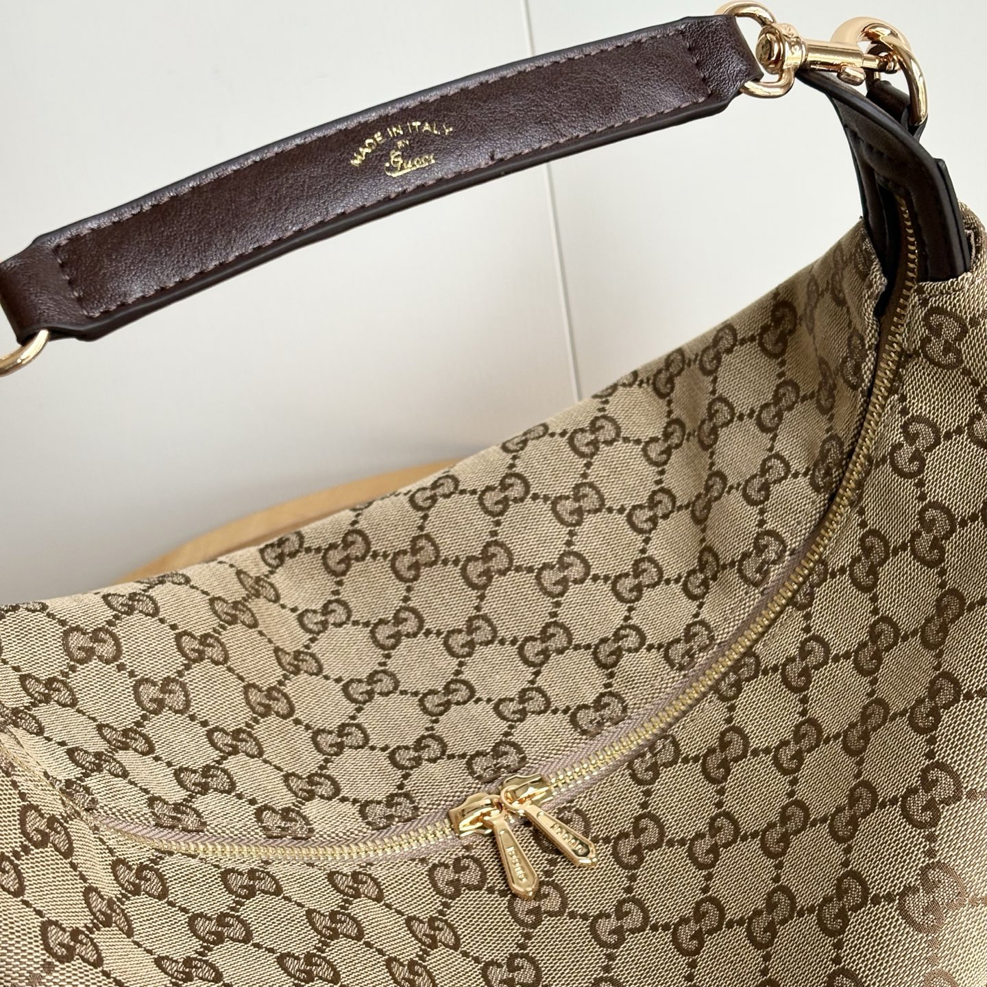 Gucci Brera crossbody bag Sand and dark brown GG canvas - Bag