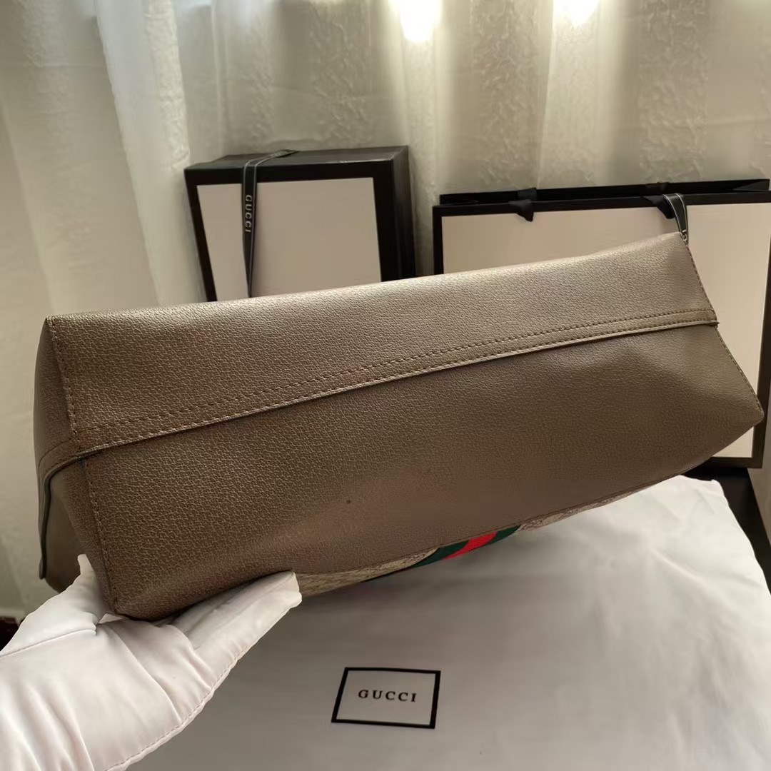 Gucci GG Monogram Web Ophidia Medium Tote Brown