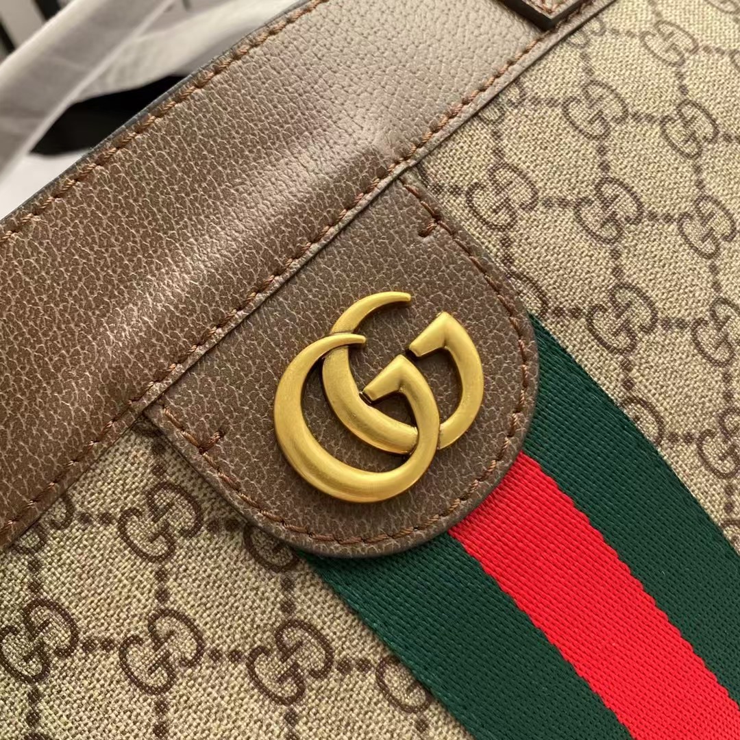 Gucci GG Monogram Web Ophidia Medium Tote Brown