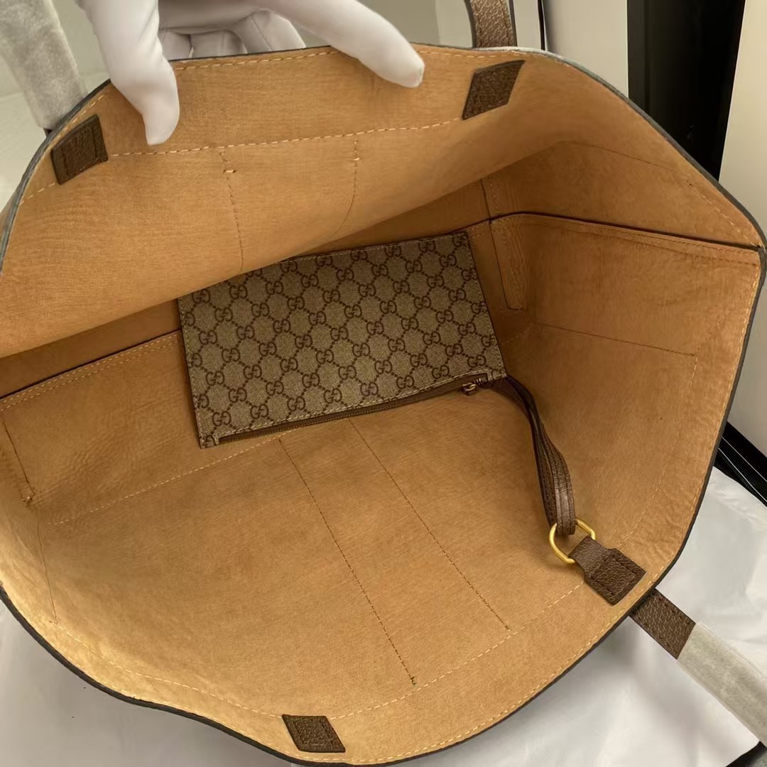 Gucci GG Monogram Web Ophidia Medium Tote Brown