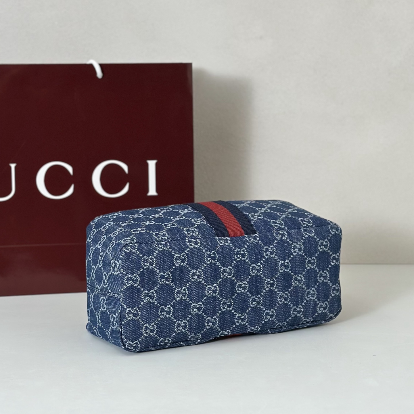 Gucci Vanity Top Handle Blue and white GG denim - Bag
