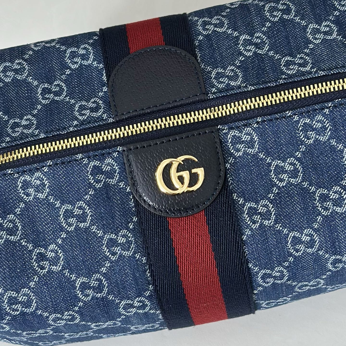 Gucci Vanity Top Handle Blue and white GG denim - Bag