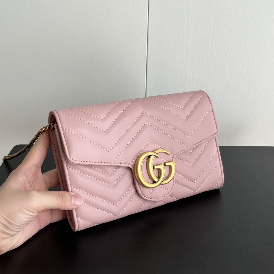 Gucci Marmont Chain Wallet - Pink Gold Wallet
