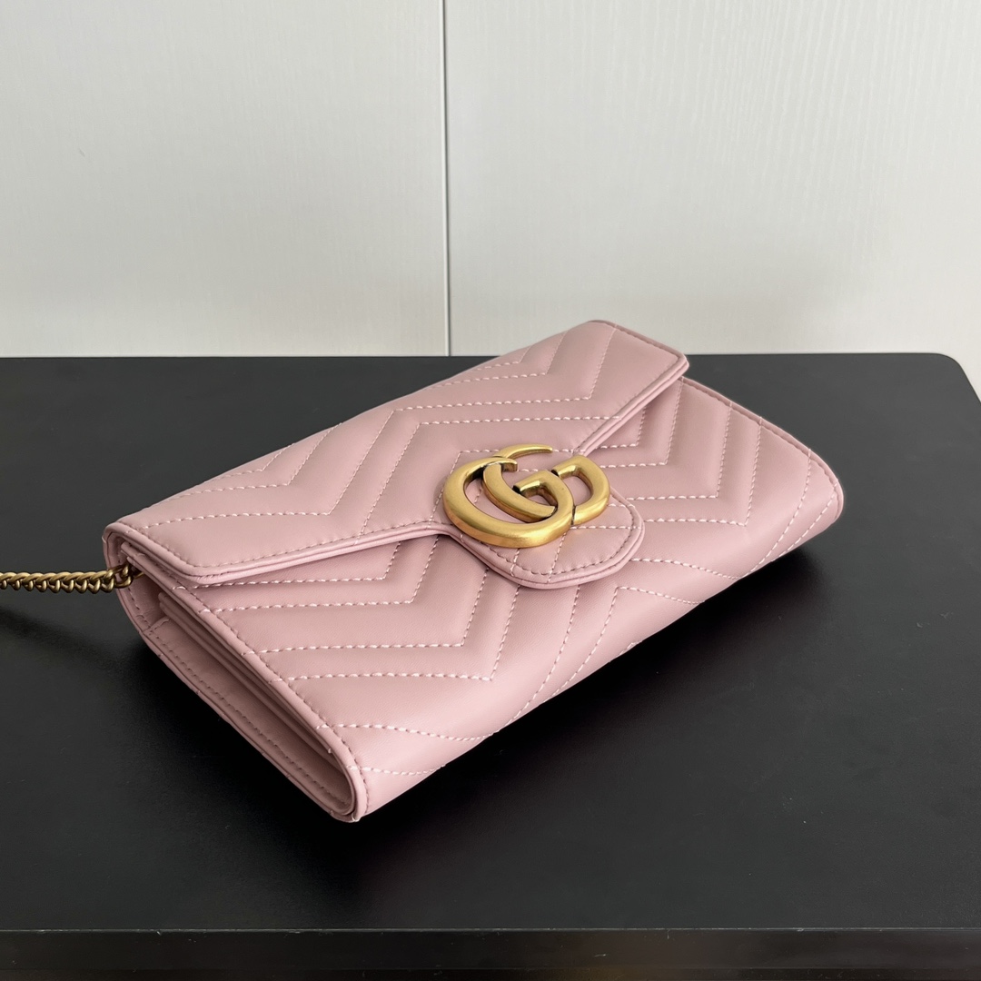 Gucci Marmont Chain Wallet - Pink Gold Wallet