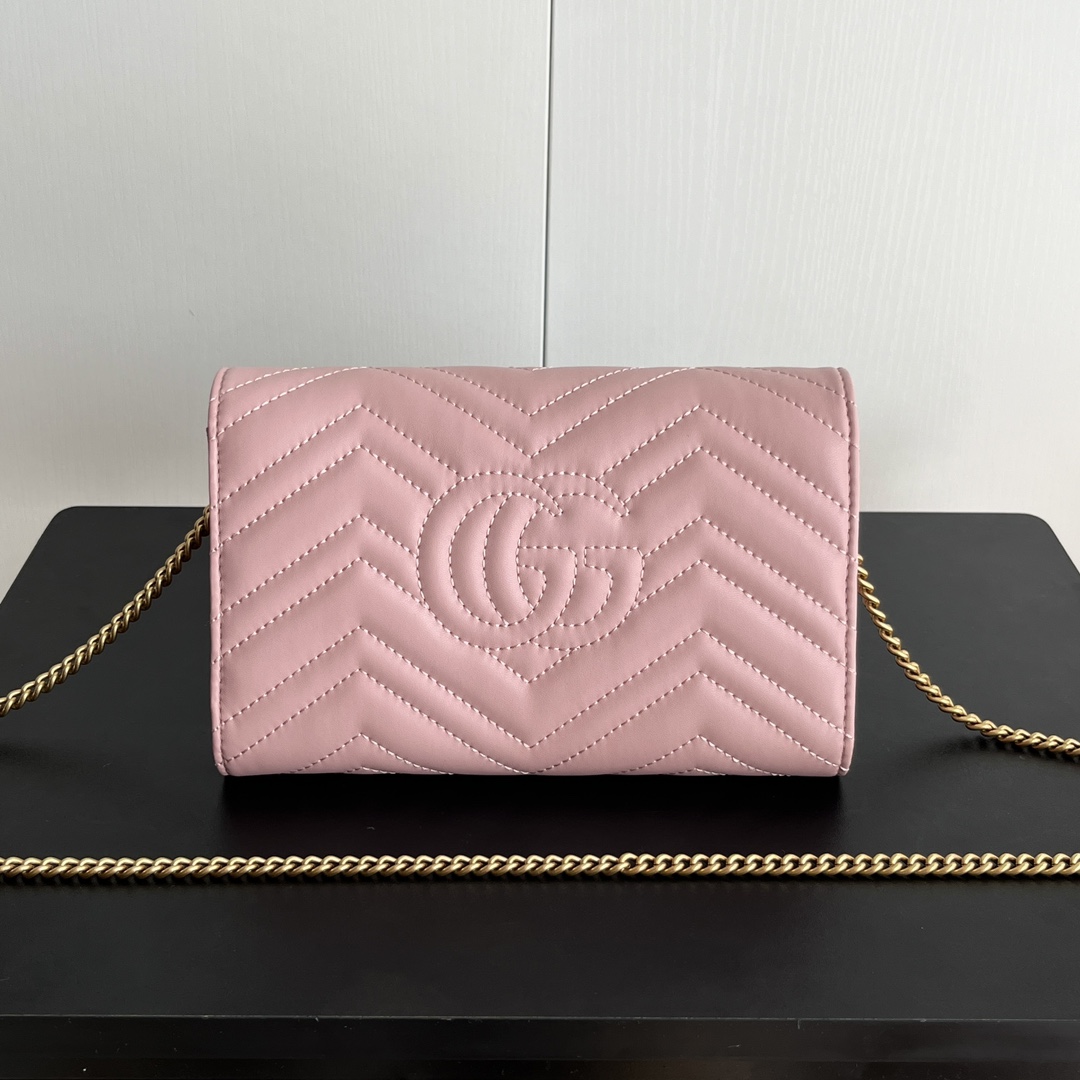 Gucci Marmont Chain Wallet - Pink Gold Wallet