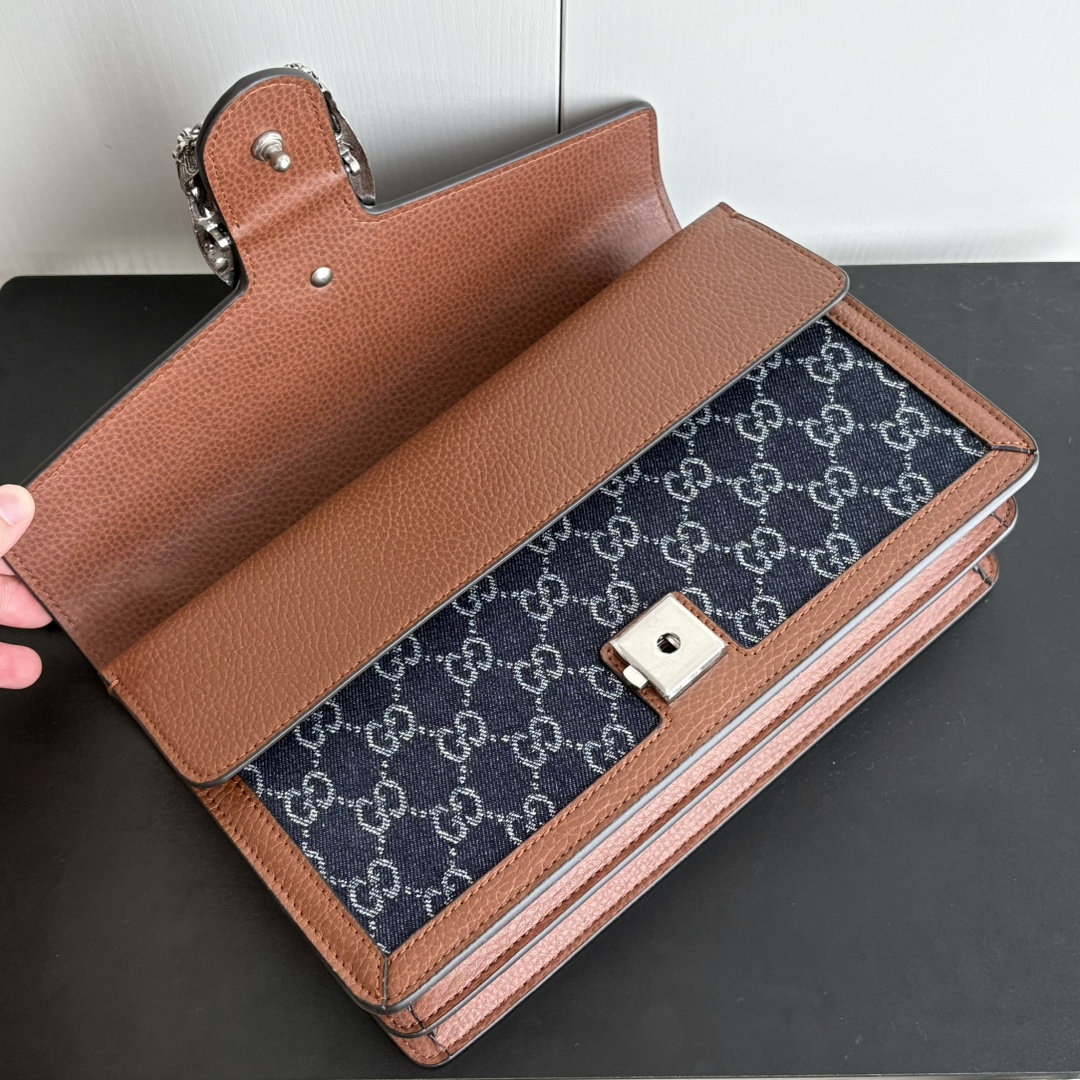 Gucci Dionysus Medium GG-Jacquard Shoulderbag - Blue/Ivory/Brown