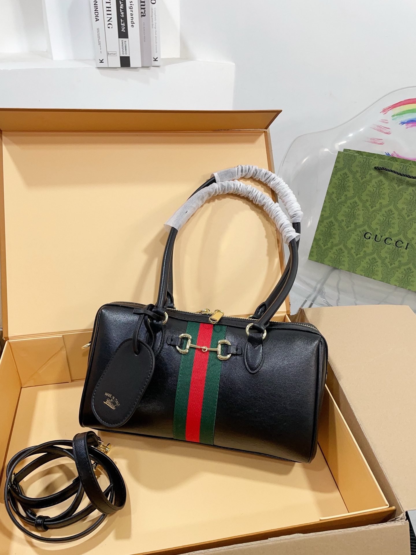 Gucci Black soft Borsetto boston bag - Black