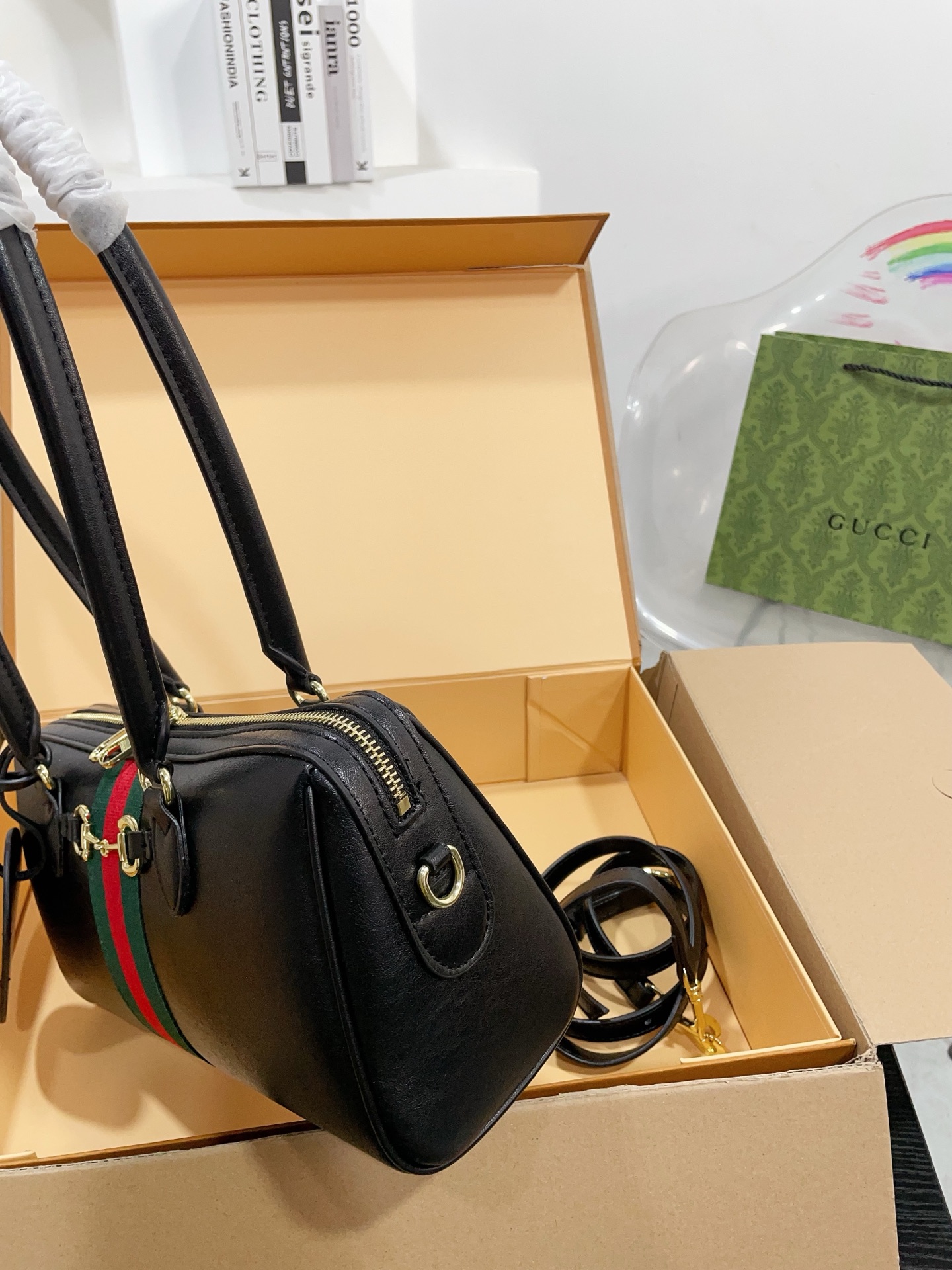 Gucci Black soft Borsetto boston bag - Black