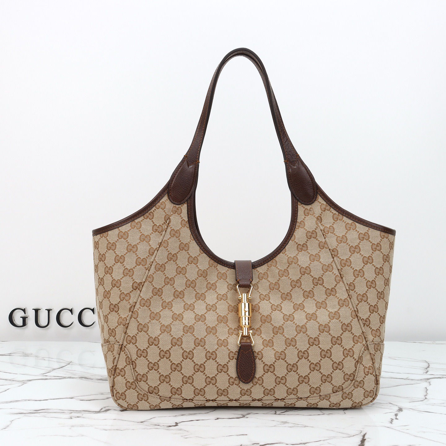 Gucci Mercato tote bag Sand and dark brown GG canvas - Bag