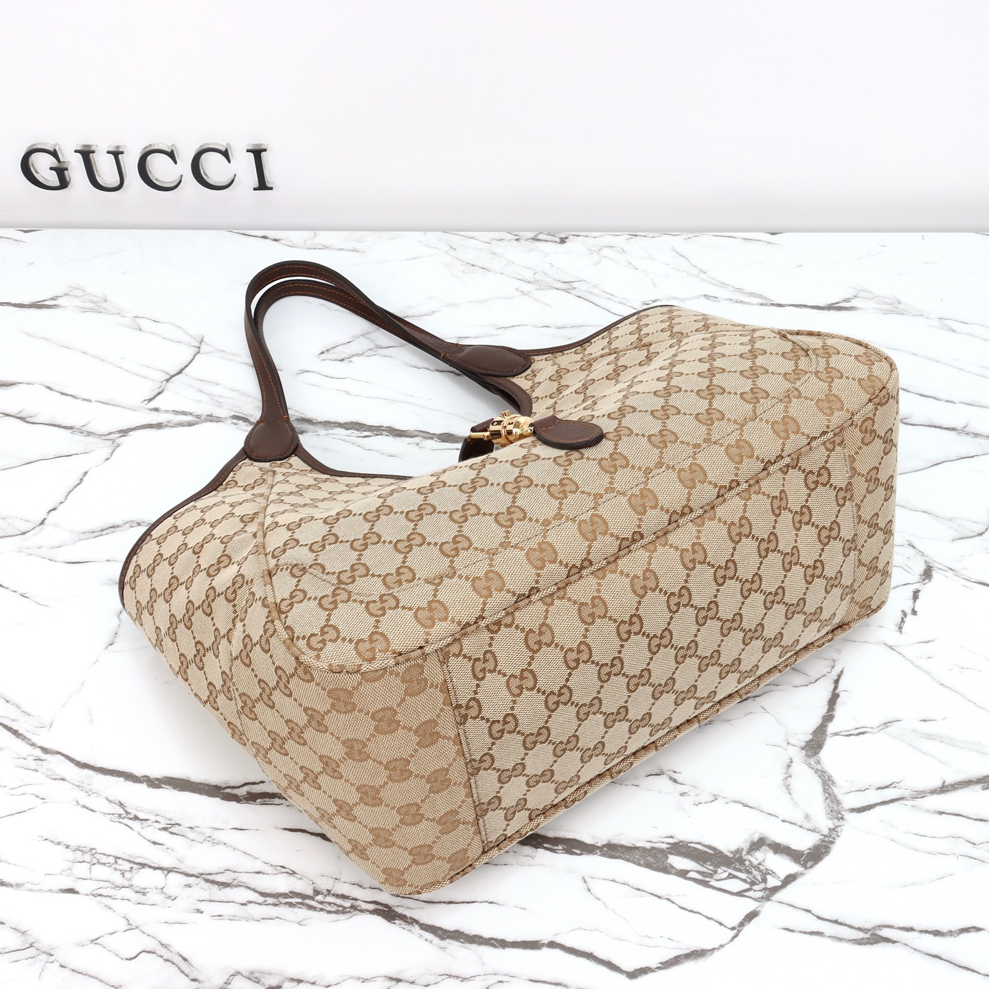 Gucci Mercato tote bag Sand and dark brown GG canvas - Bag