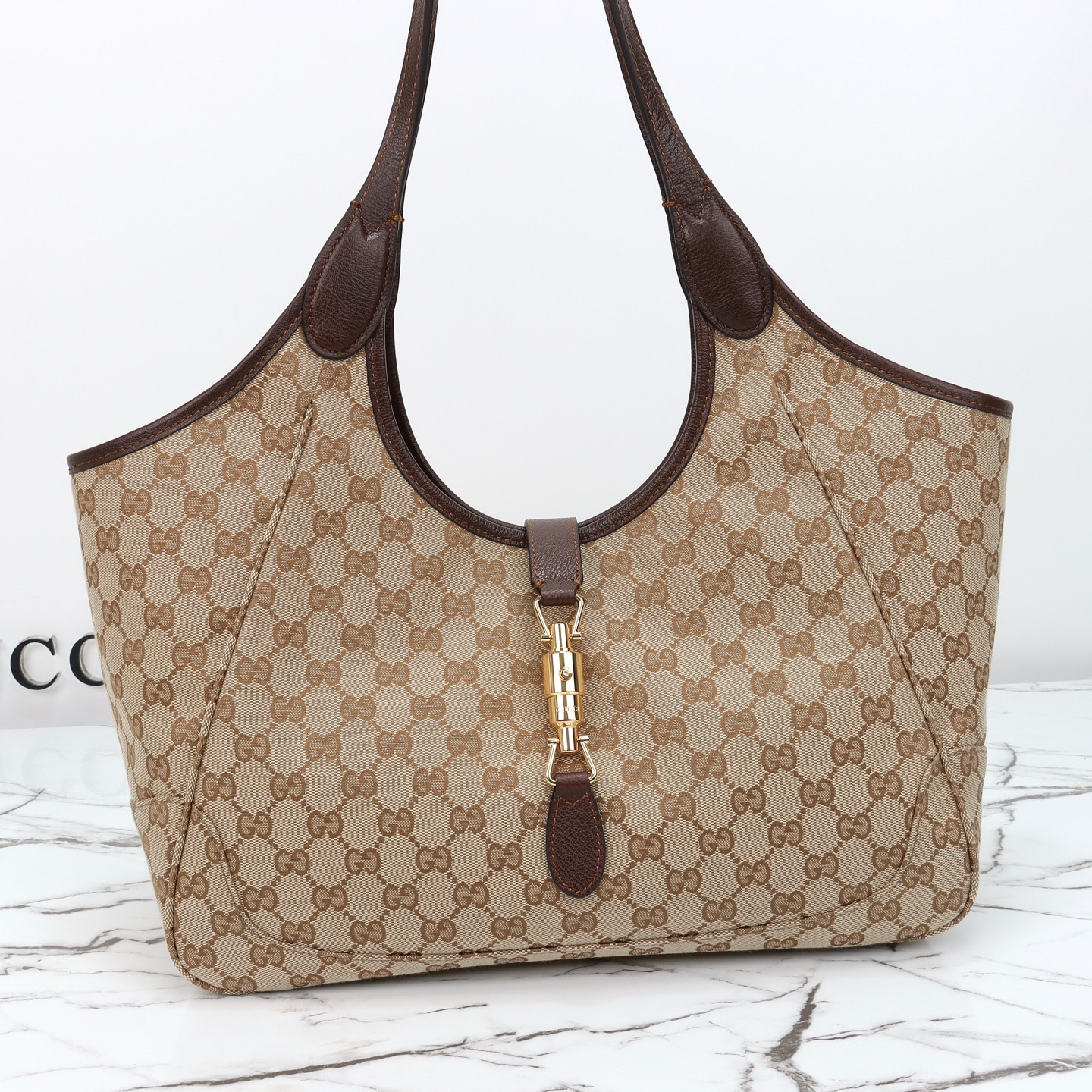 Gucci Mercato tote bag Sand and dark brown GG canvas - Bag