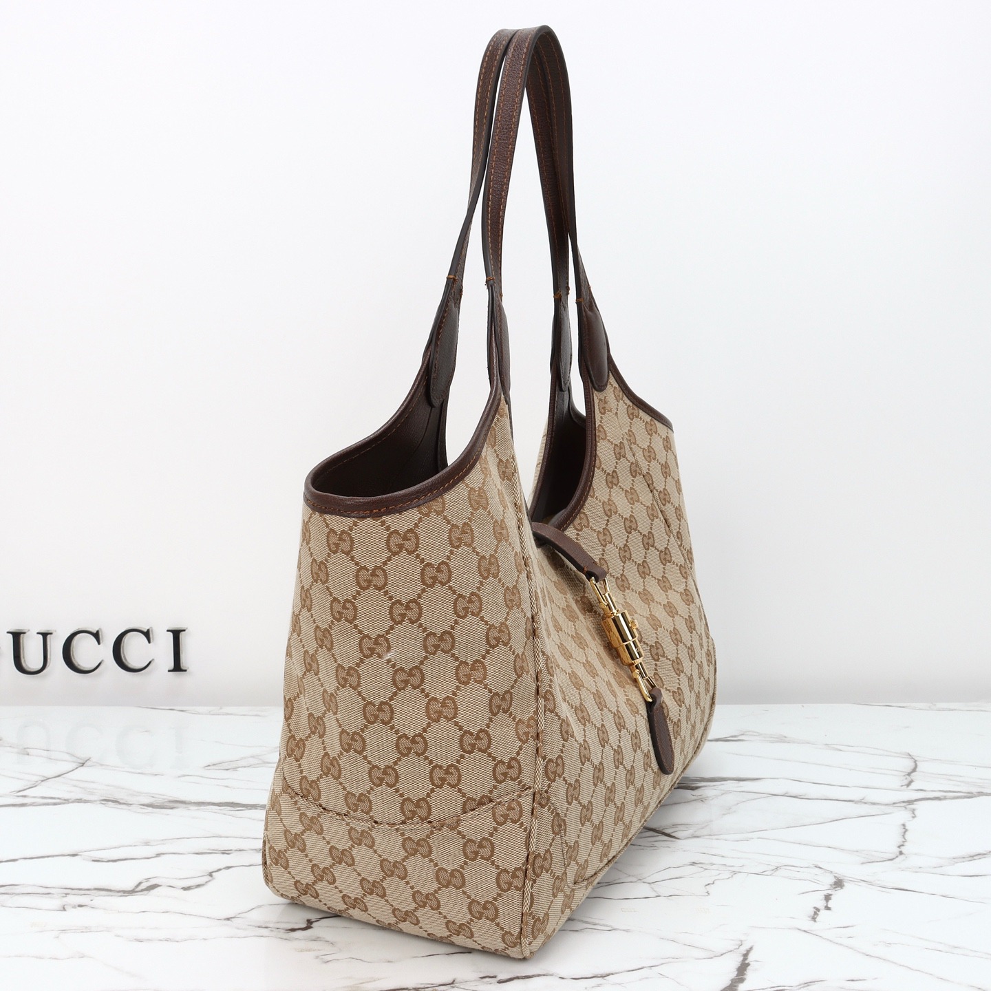 Gucci Mercato tote bag Sand and dark brown GG canvas - Bag