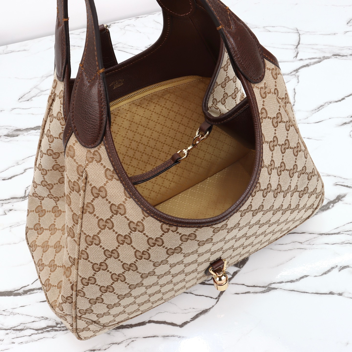 Gucci Mercato tote bag Sand and dark brown GG canvas - Bag