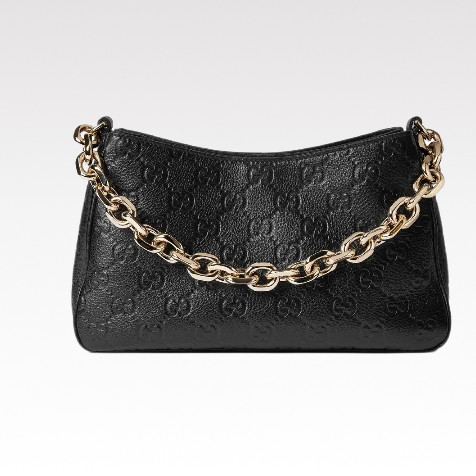 Gucci Emblem Black Grainy leather Bag