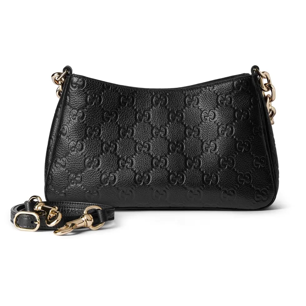 Gucci Emblem Black Grainy leather Bag