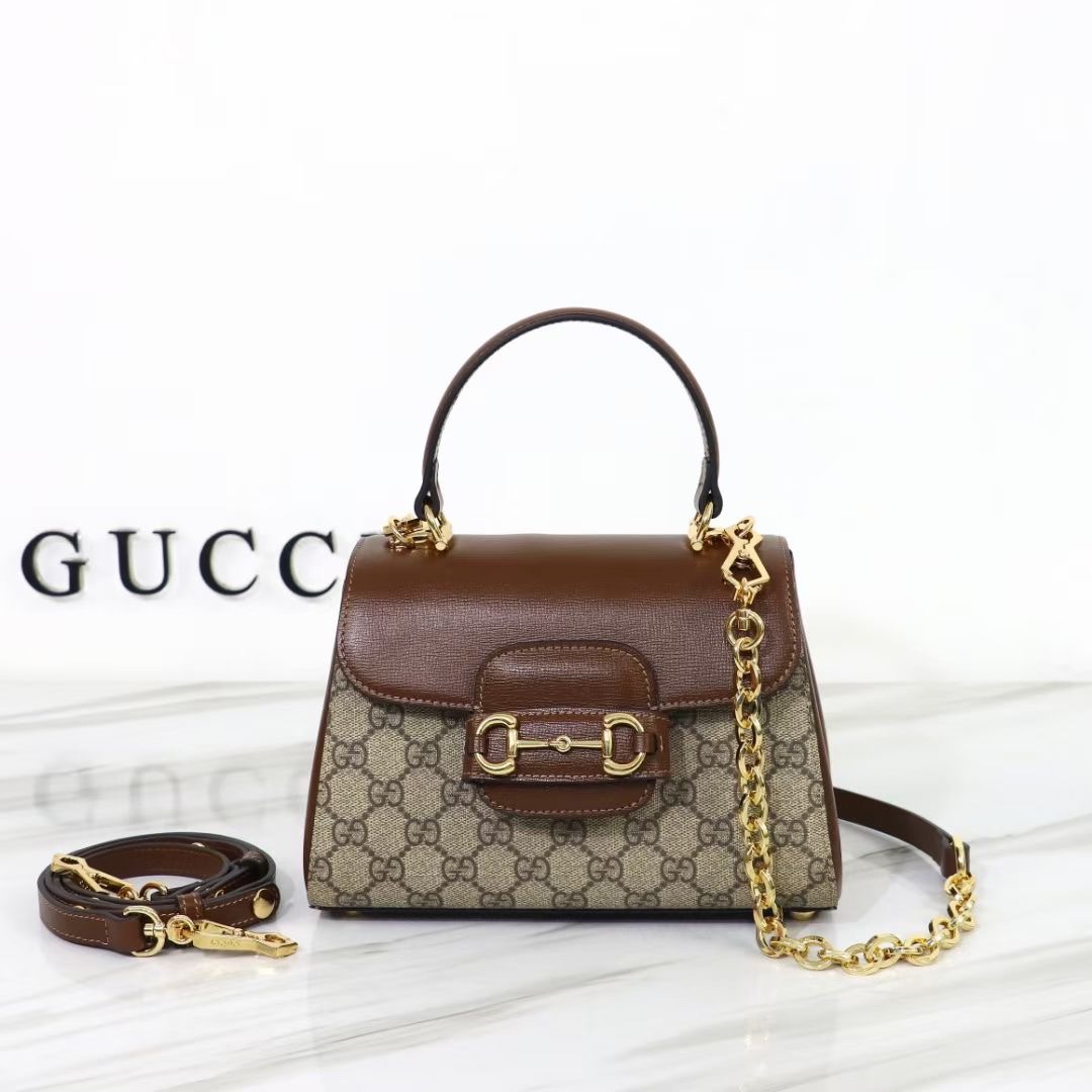 Gucci GG Supreme Horsebit 1955 Small Chain Top Handle - Bag