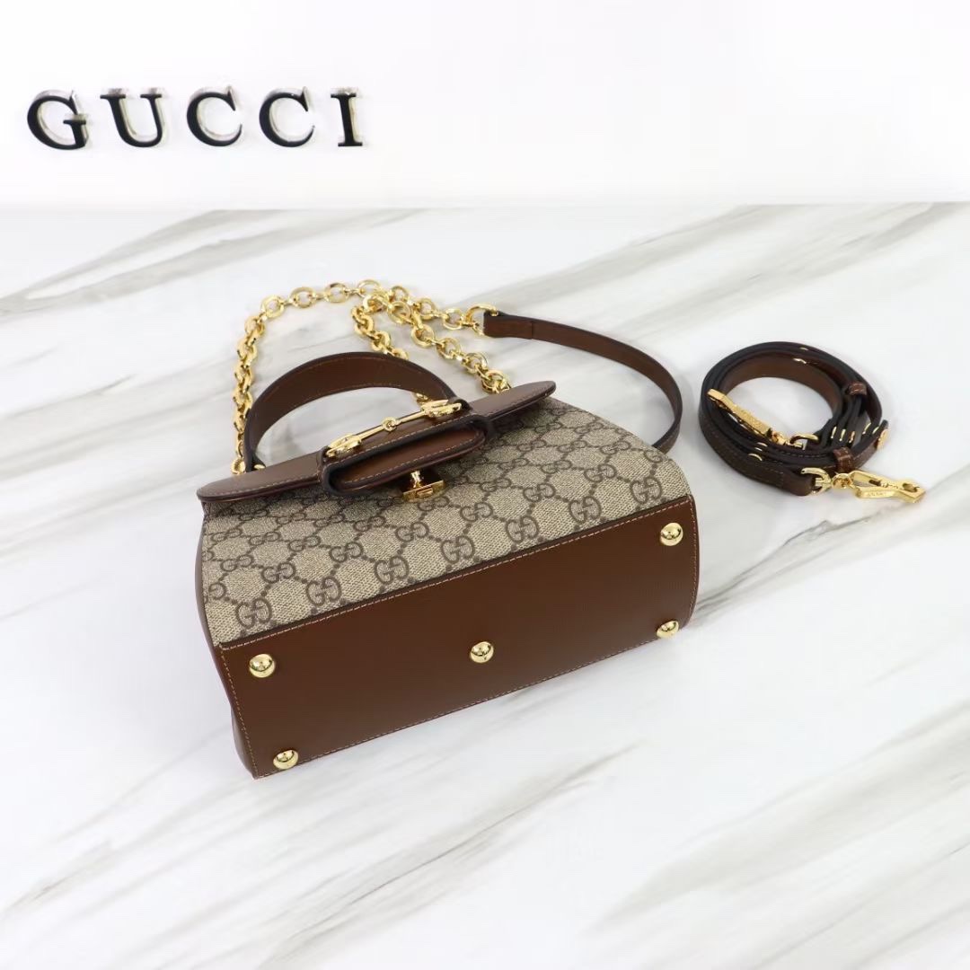 Gucci GG Supreme Horsebit 1955 Small Chain Top Handle - Bag