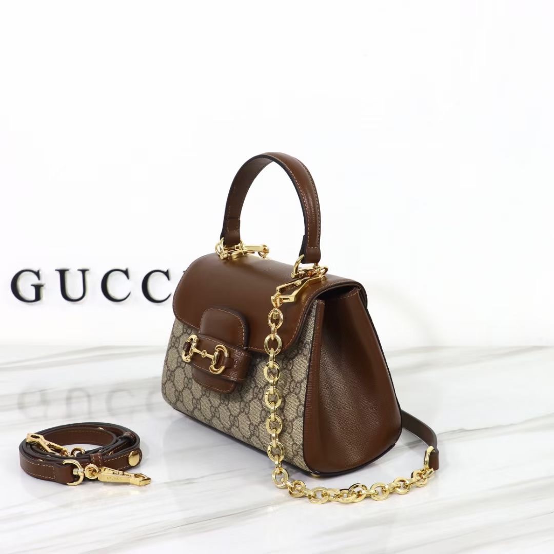 Gucci GG Supreme Horsebit 1955 Small Chain Top Handle - Bag