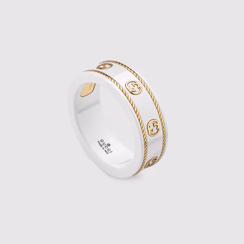 Icon ring with yellow gold Interlocking G