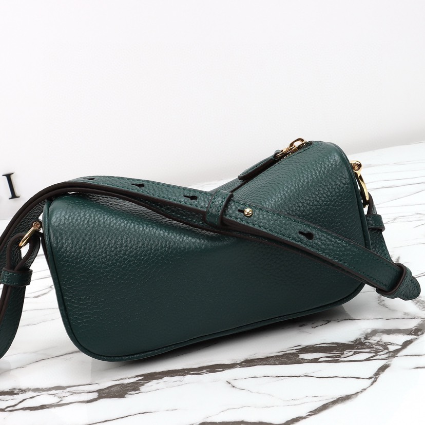 Gucci Half Horsebit Shoulder Green soft grainy leather Mini Bag