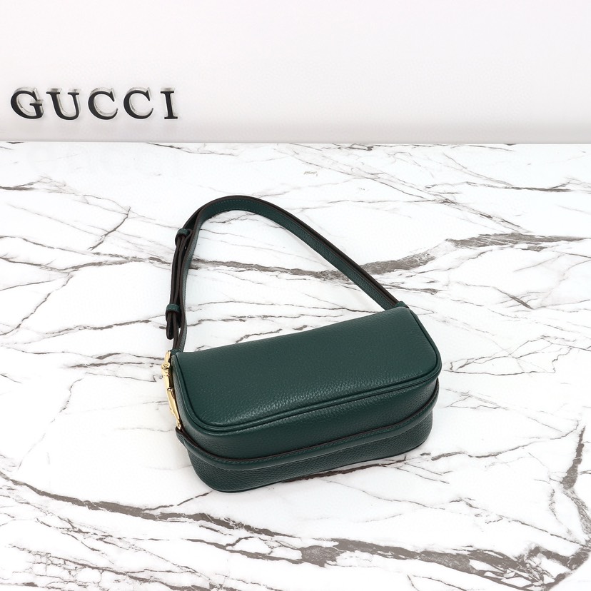 Gucci Half Horsebit Shoulder Green soft grainy leather Mini Bag