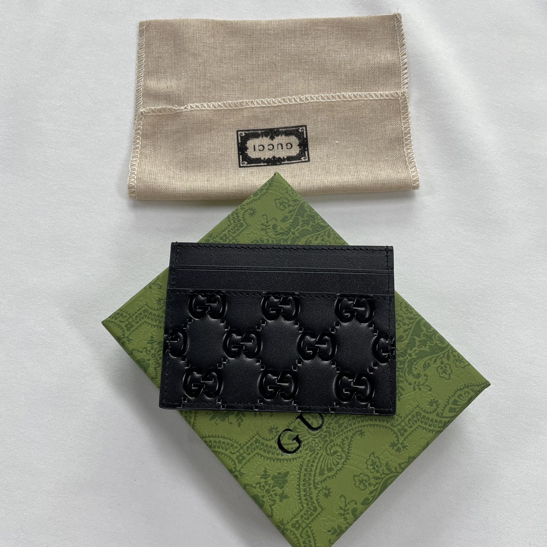 Gucci GG rubber-effect card case black-wallet