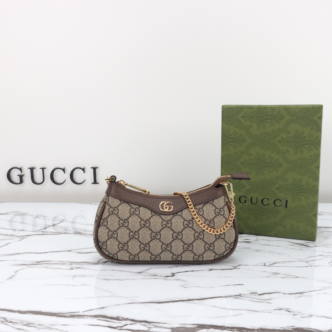 [TOP]Gucci GG Ophidia mini bag in beige and brown