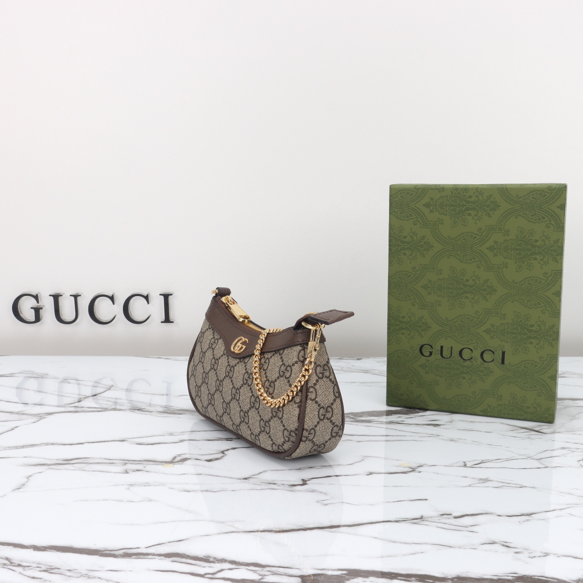 [TOP]Gucci GG Ophidia mini bag in beige and brown