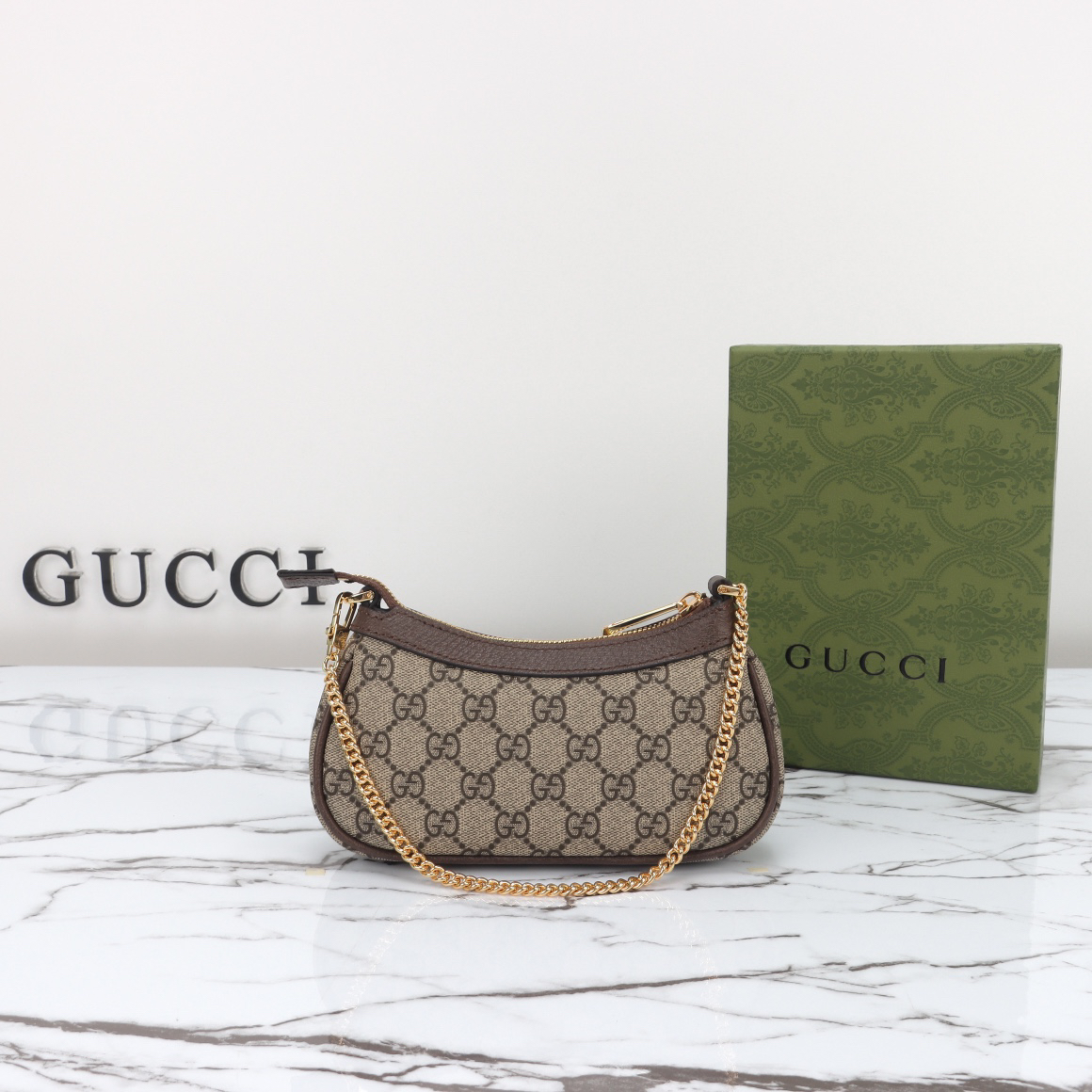 [TOP]Gucci GG Ophidia mini bag in beige and brown