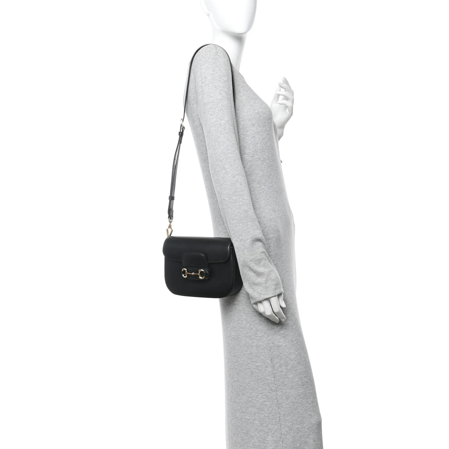 Azalea Calfskin Web Mini Horsebit 1955 Shoulder Bag Black