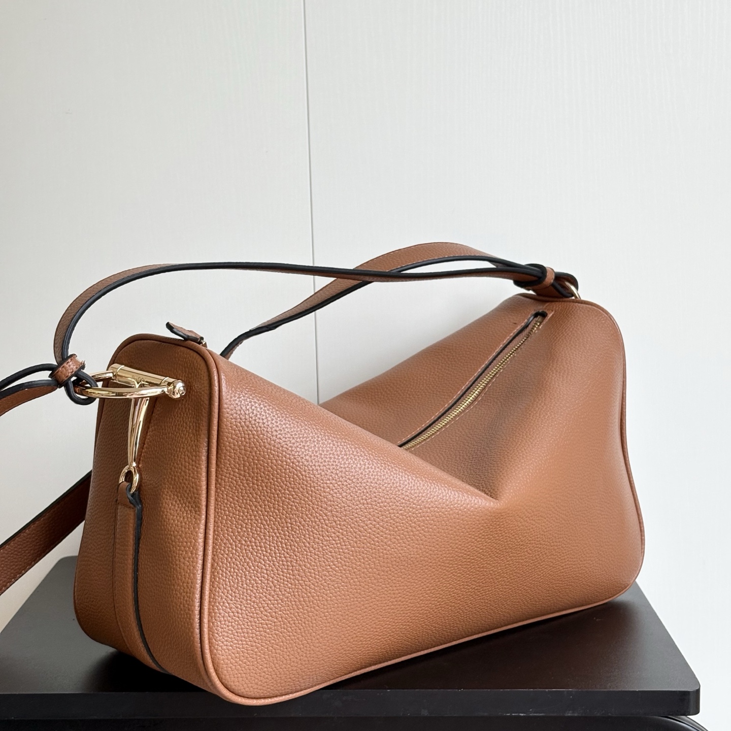 Gucci Half Horsebit Shoulder Brown soft grainy leather Bag