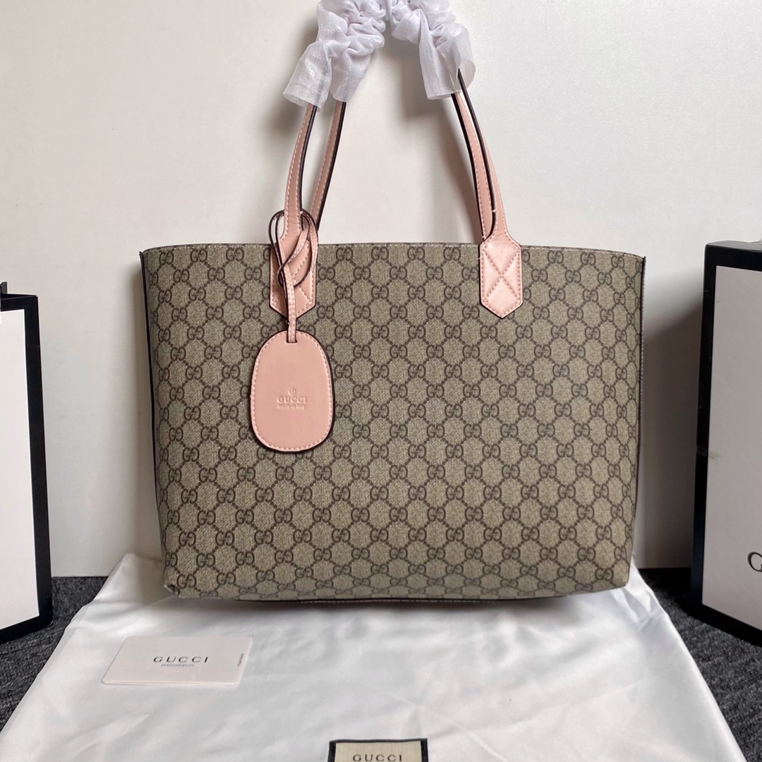 Gucci GG Monogram Medium Reversible Tote Beige Dark Cipria - Bag