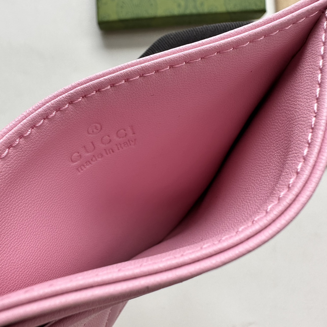 Gucci GG Marmont card case pink leather-wallet