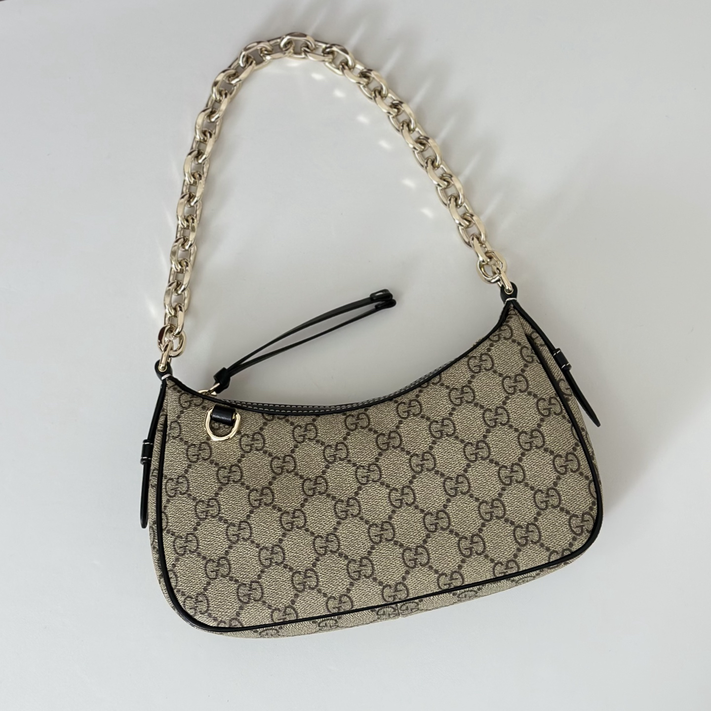 Gucci GG Emblem small shoulder bag- Black