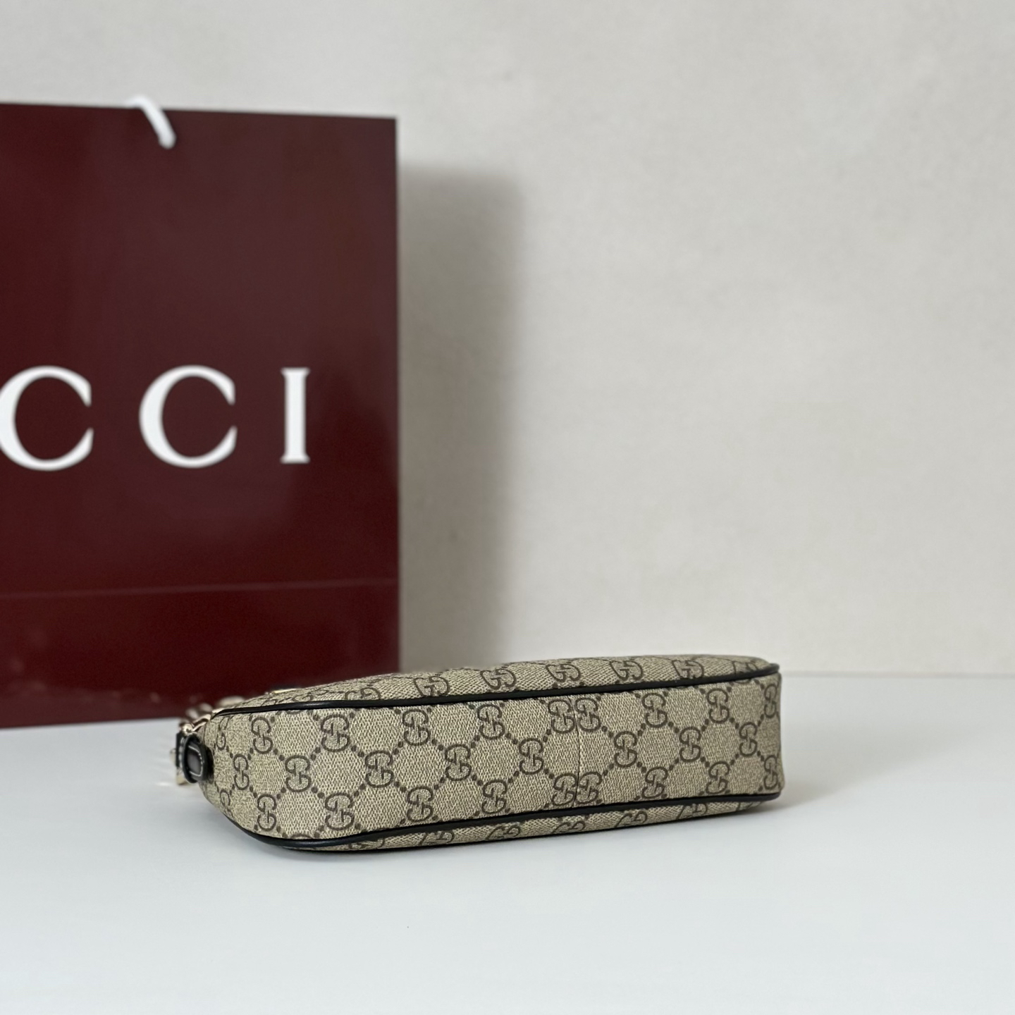 Gucci GG Emblem small shoulder bag- Black