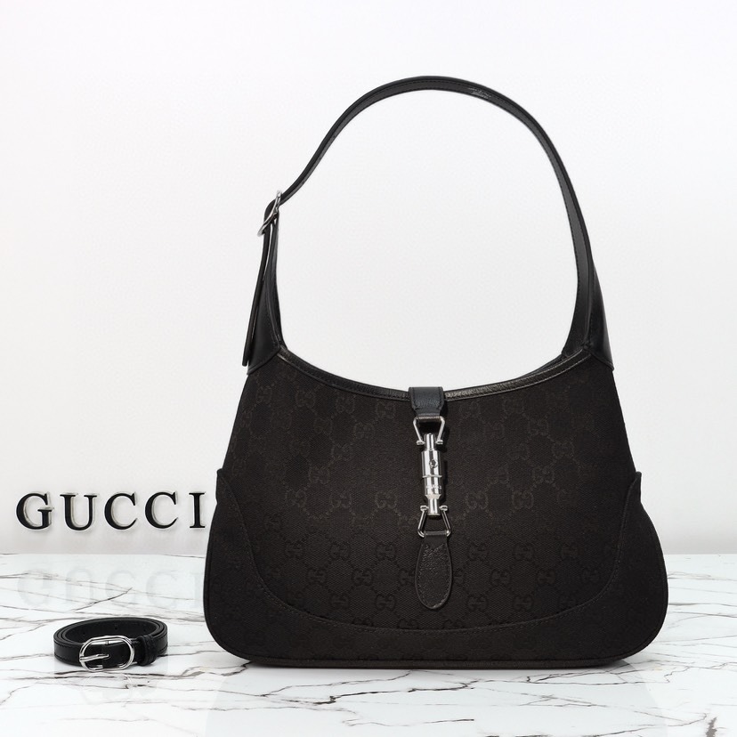Gucci Jackie 1961 medium shoulder bag Black GG canvas - Bag
