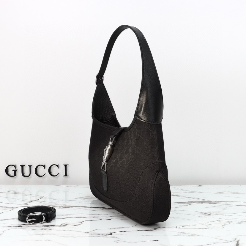 Gucci Jackie 1961 medium shoulder bag Black GG canvas - Bag