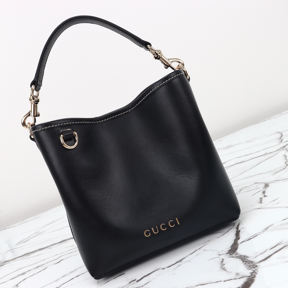 Gucci GG Emblem Bucket Bag - Black