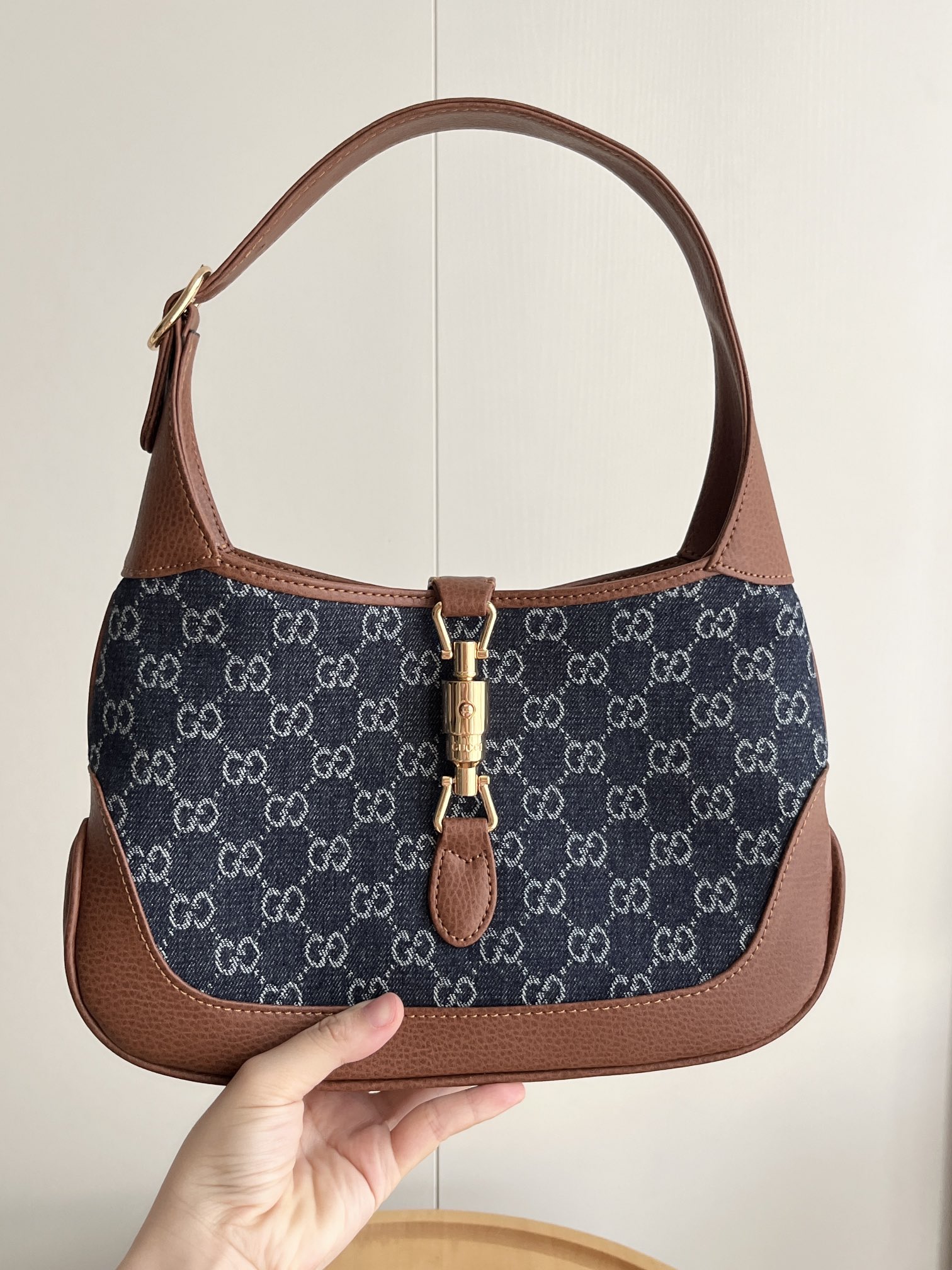 Gucci Jackie 1961 Small Shoulder Bag GG Denim Blue/Ivory - Bag