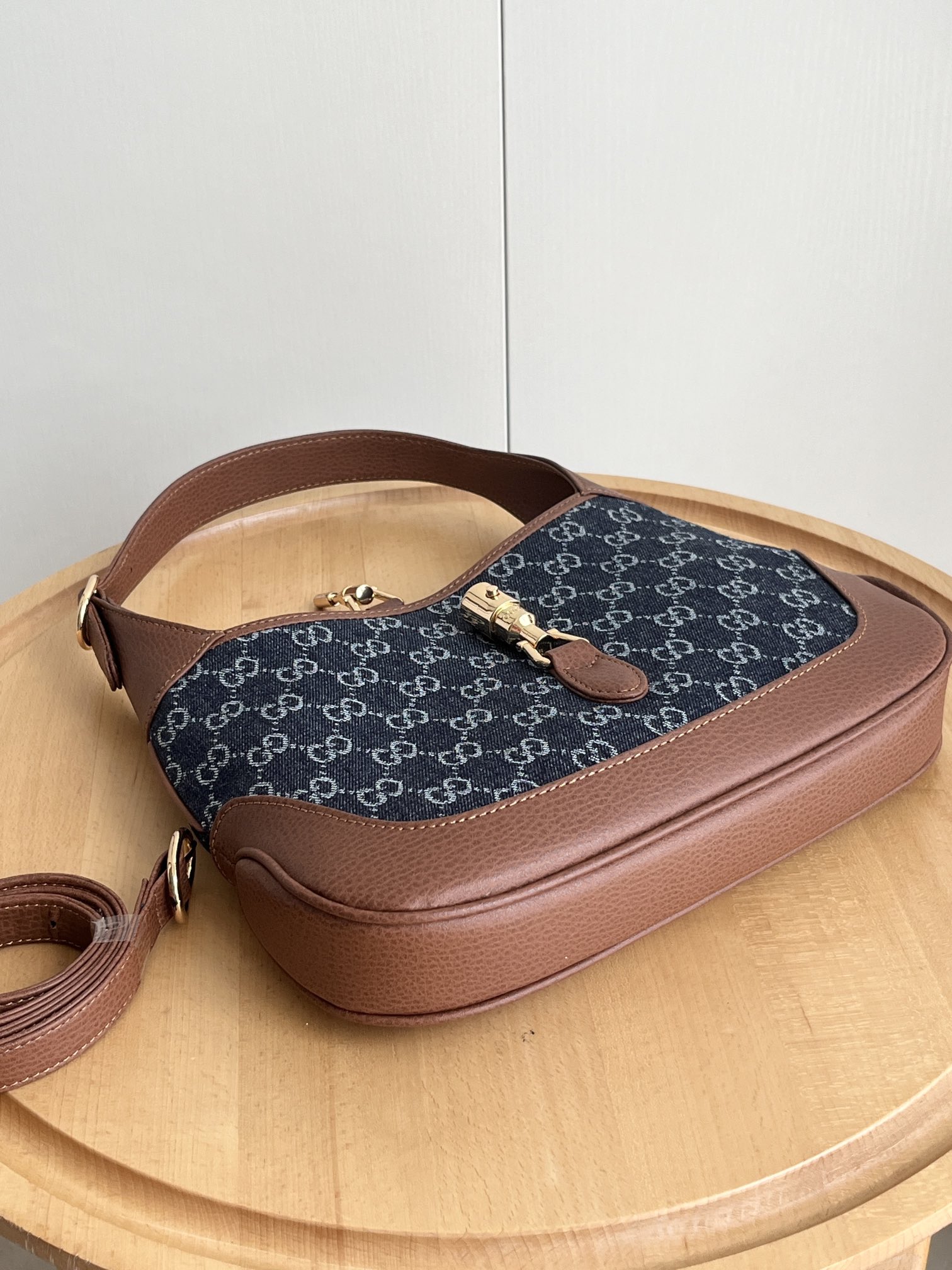 Gucci Jackie 1961 Small Shoulder Bag GG Denim Blue/Ivory - Bag