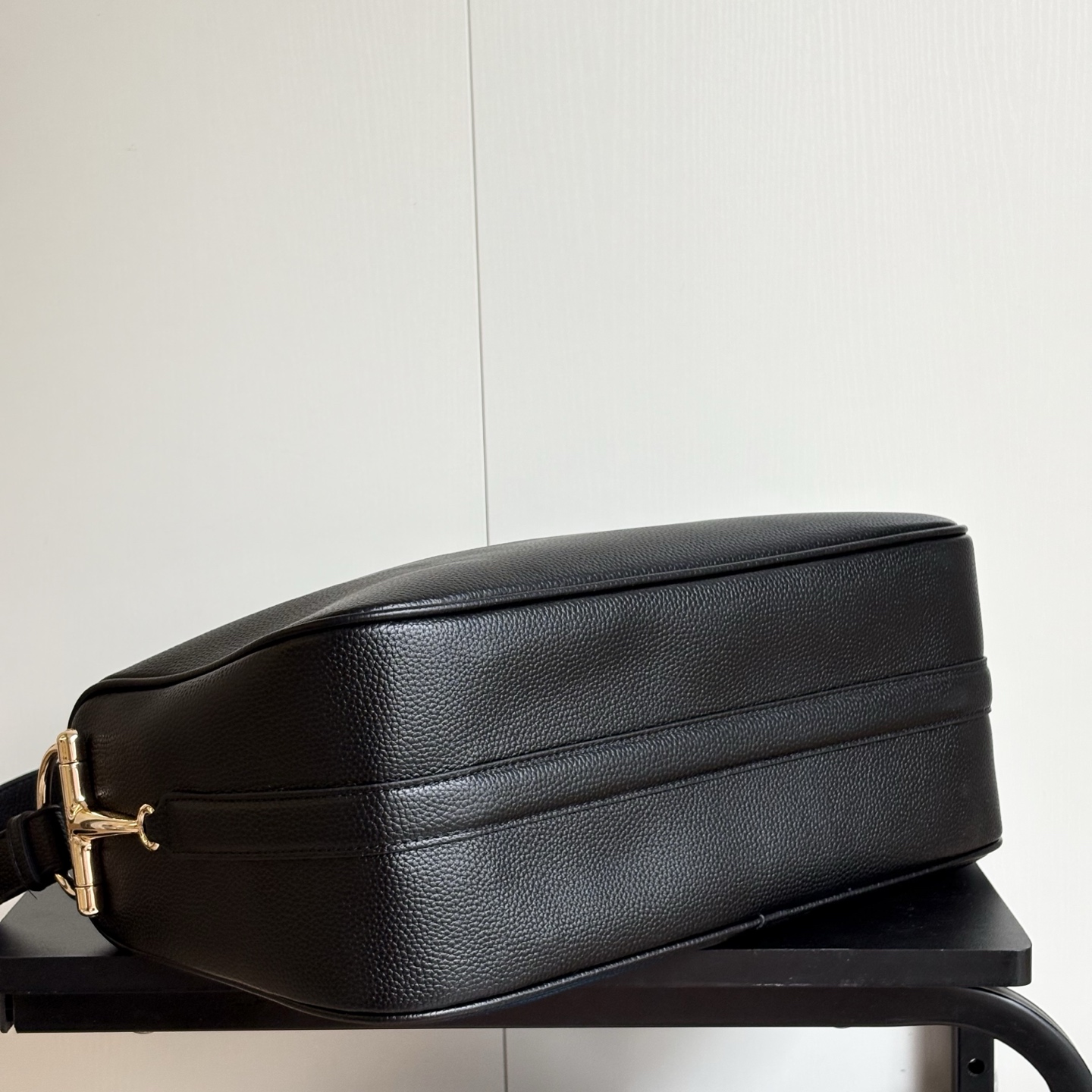 Gucci Half Horsebit Shoulder Black soft grainy leather Bag