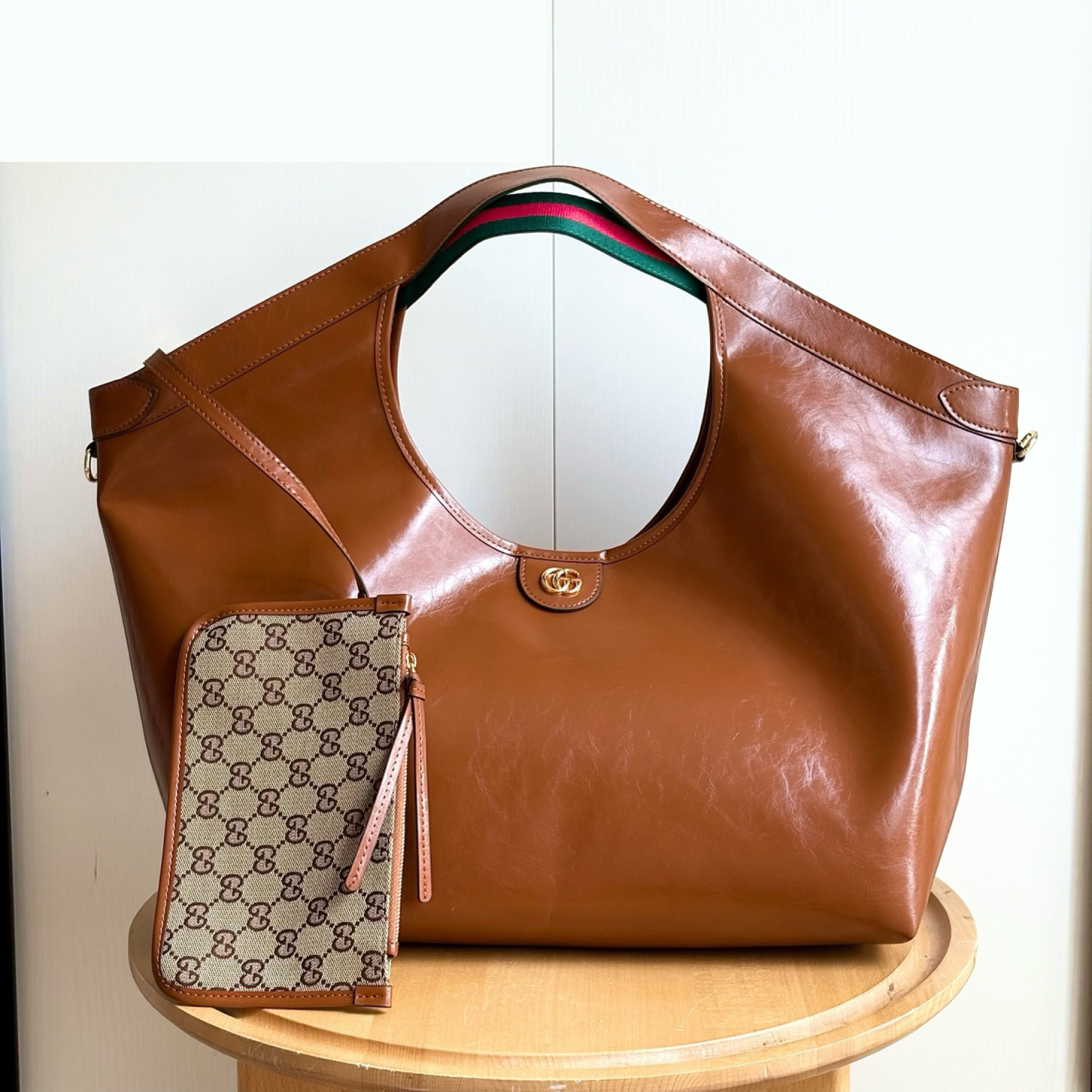 Gucci Giglio large tote bag - Dark brown soft glossy leather