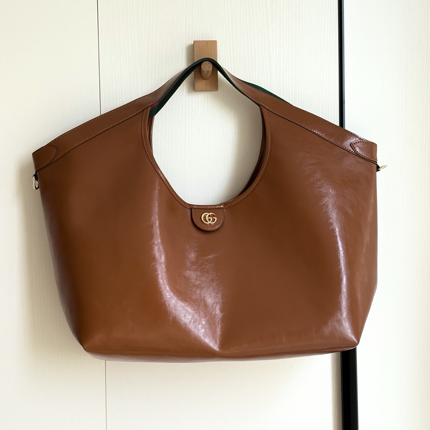 Gucci Giglio large tote bag - Dark brown soft glossy leather